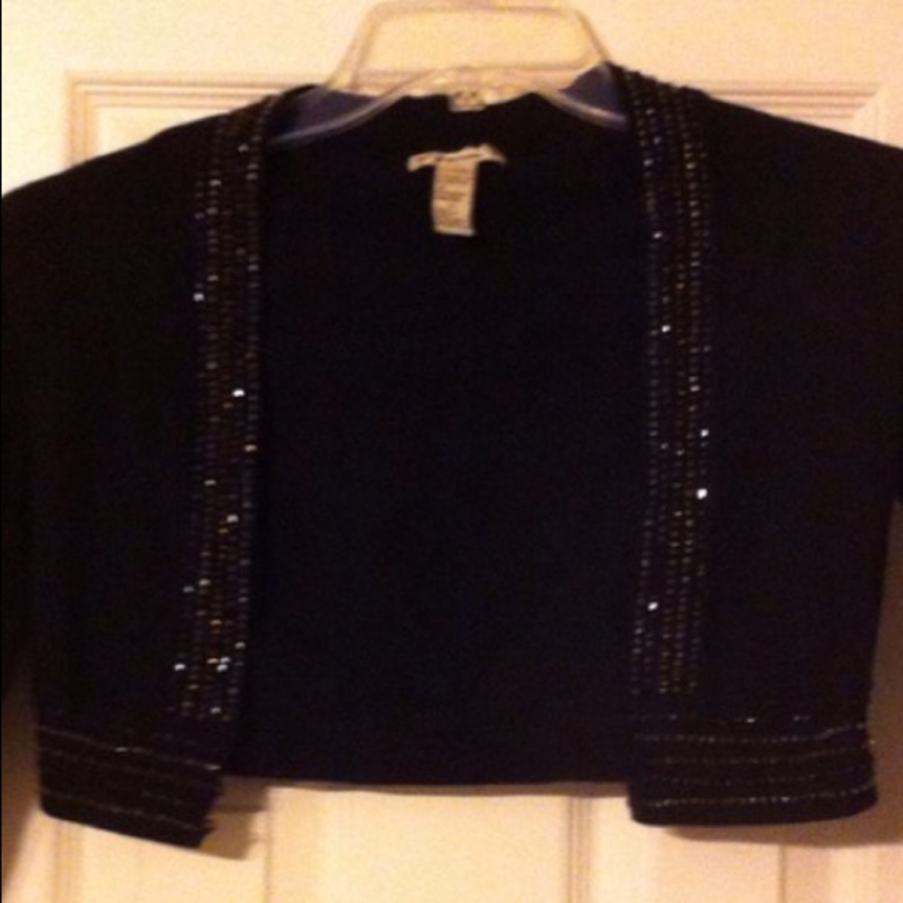 🌈 2 for $10! Short black beaded jacket sz small